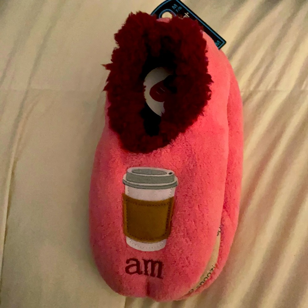 Slippers am pm with coffee mug and wine glass